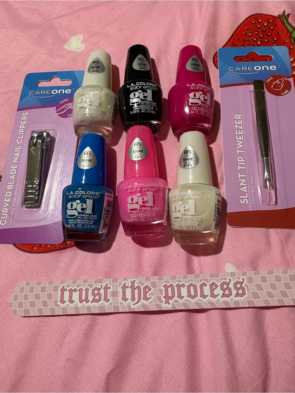 L.A. Colors Gel Shine Nail Polish Set - Pink, Blue, Black, White